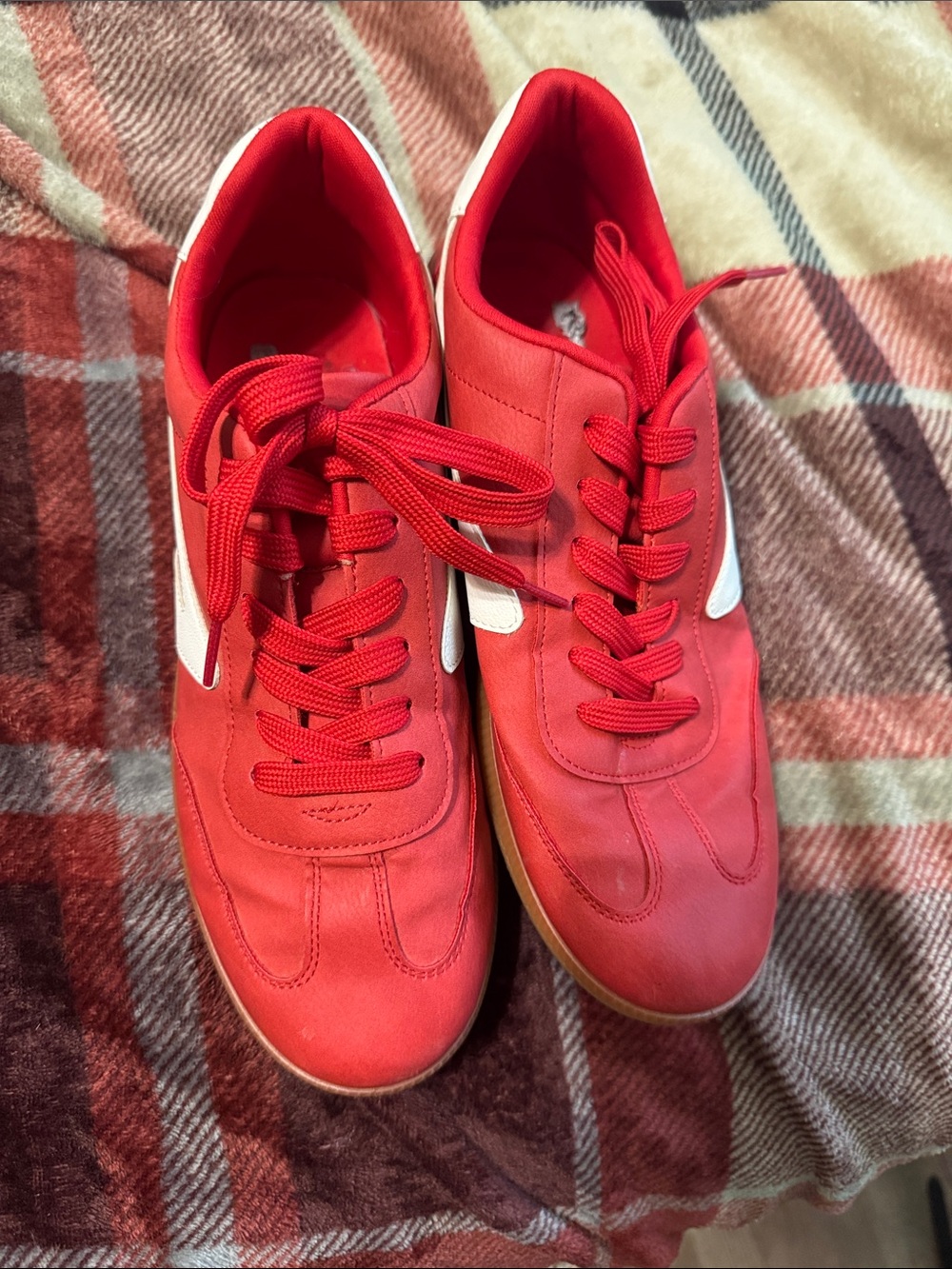Dolce Vita Red Leather Sneakers with White Side Accent